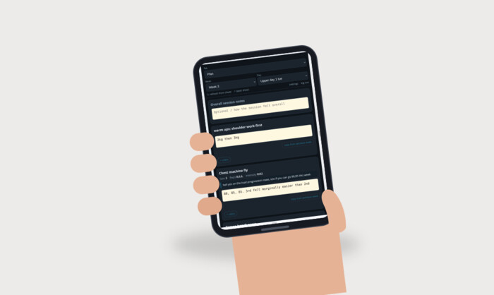 Training Feedback app in a hand-held phone